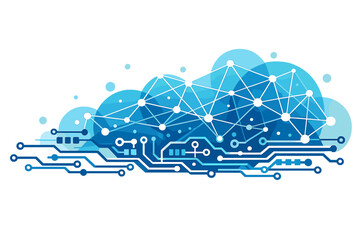 The picture shows an abstract digital circuit board overlaid with a network, implying connectivity and technological innovation