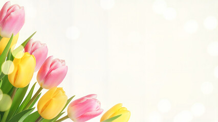 Cheerful tulip flowers background for International Women's Day, perfect for greeting cards, celebrations, and marketing