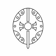 Ancient Shield Vector Outline Design