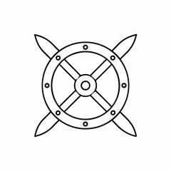 Ancient Shield Vector Outline Design