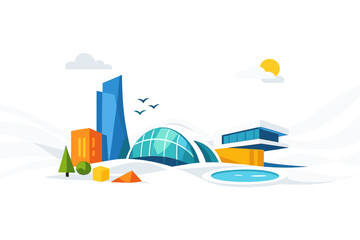 White abstract background with waves, showcasing a creative architectural concept