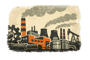 A gritty, textured backdrop with ambient noise effects evokes a distressed vibe, embodying a vintage industrial aesthetic for creative design