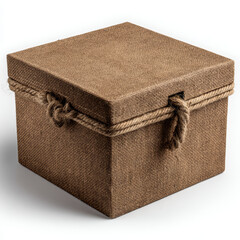 Rustic burlap gift box with rope detail, perfect for storage and presentation