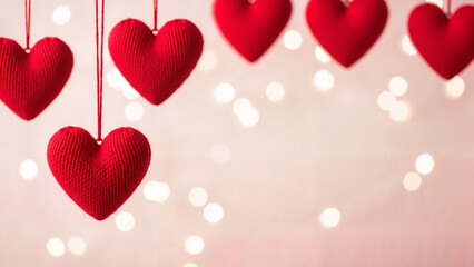 Romantic hanging hearts background for International Women's Day, perfect for greeting cards, marketing, and celebrations