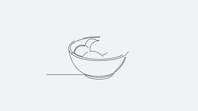 Hand Drawn Line Animation of Bowl IllustrationHand drawn line animation of a simple bowl illustration in minimal doodle outline style. Suitable for food concepts, UI animation