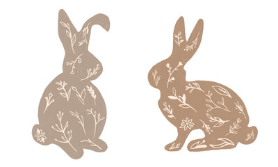 Watercolor Easter illustration featuring cute rabbits painted in soft pastel tones