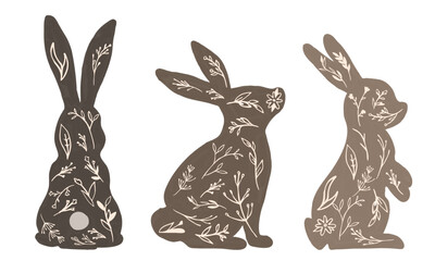 Watercolor Easter illustration featuring cute rabbits painted in soft pastel tones