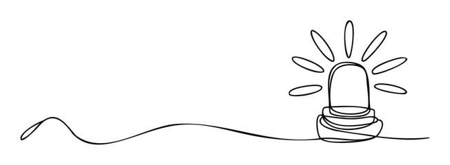 A single continuous line drawing of an illuminated light bulb with rays, symbolizing new ideas and innovation for business presentations and educational materials.