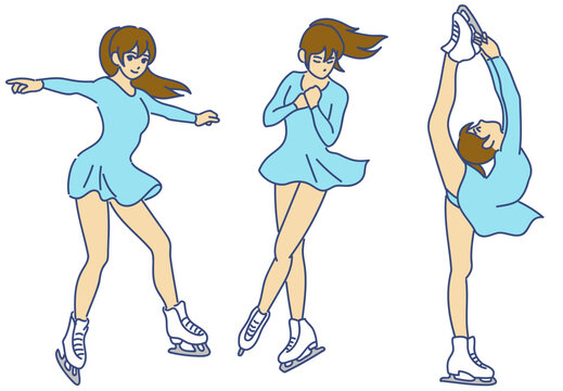 フィギュアスケート女子 イラストセット  ai