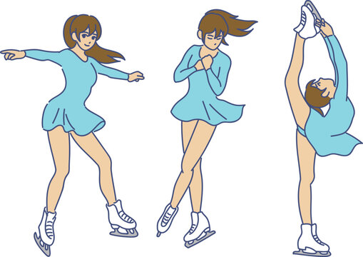 フィギュアスケート女子 イラストセット eps