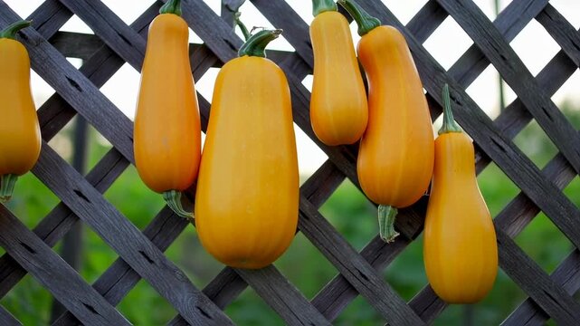 Freshly Harvested Yellow Summer Squash Displayed on a Rustic Wooden Fence Backdrop
