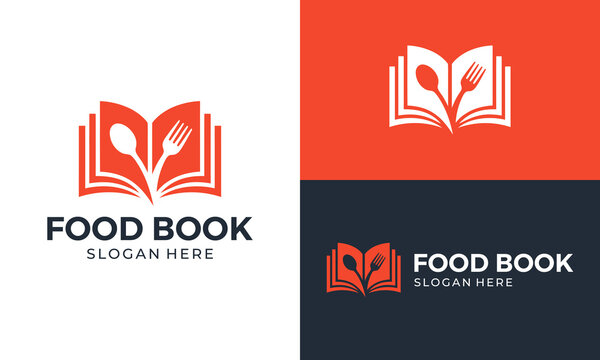 Creative food book logo design template illustration with spoon fork design vector icon symbol
