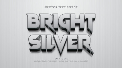 bright silver editable text effect 3d vector