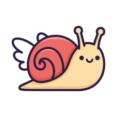 Snail with Wings Vector Illustration