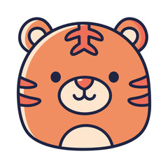 Adorable Cartoon Tiger Face Illustration