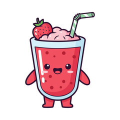Strawberry Milkshake Character Illustration