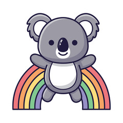 Adorable Koala Cartoon Character with Rainbow Illustration
