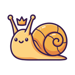 Cartoon Snail with Crown Vector Illustration