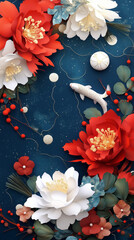 Happy New Year Greeting Card with Adorable Characters and Festive Elements.