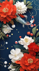 Happy New Year Greeting Card with Adorable Characters and Festive Elements.