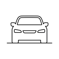 Car silhouette line icon. Front view. Vector illustration