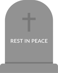 Obraz premium Simple Flat Tombstone Gravestone with Cross and Rest in Peace Message Illustration