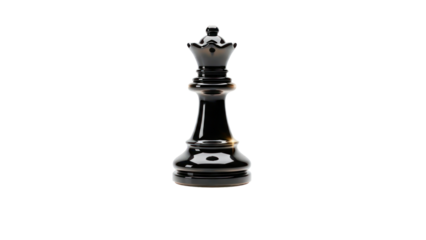 Black Queen chess piece isolated on transparent background