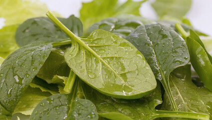 Refreshing DewKissed Mixed Greens Spinach with Lettuce, and and Arugula Medley.