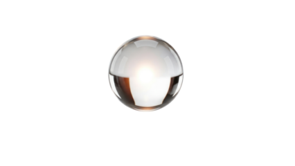 Clear glass sphere with water inside, isolated on transparent background
