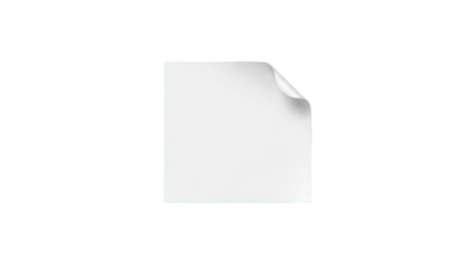 Blank white paper sheet with curled corner, isolated on transparent background