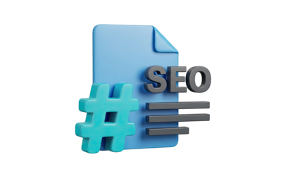 3D SEO and Hashtag Icon for Digital Marketing