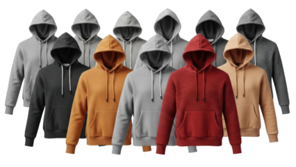 Assorted Hoodies Collection Isolated Transparent Background PNG