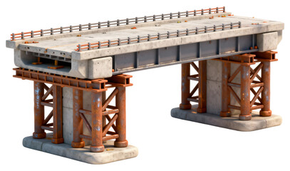 Bridge construction 3D illustration, isolated on transparent background, png