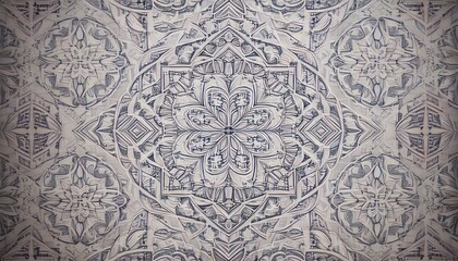 Intricate Geometric Pattern - A Detailed Monochrome Design with Symmetry and Texture.