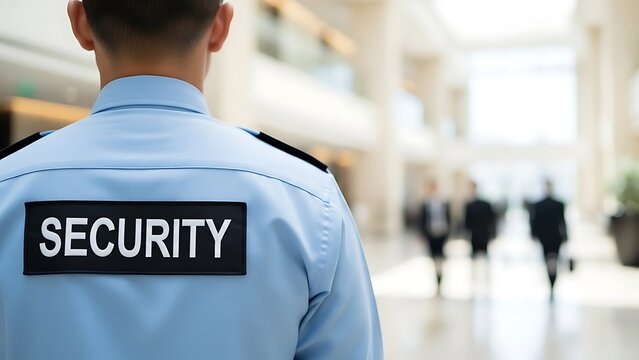 Security Guard Ensuring Safety in Modern Office Building