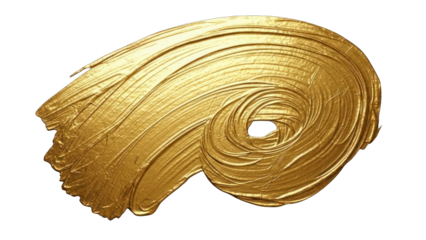 Golden paint swirl isolated on transparent background