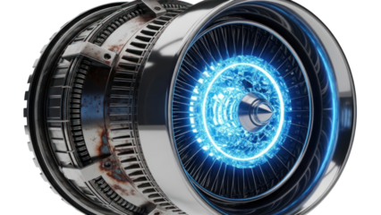 Jet Engine Turbine Isolated on Transparent Background