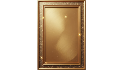 Ornate Gold Frame with Glitter Accents Isolated on Transparent Background