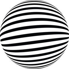 Black and white striped spherical pattern with curved lines