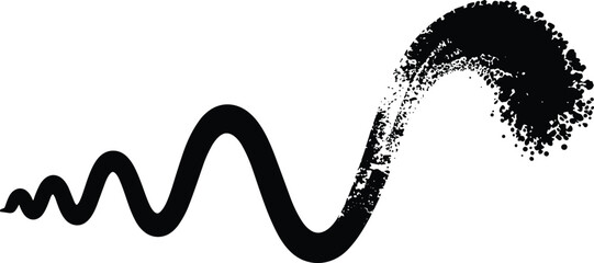 Black and White Wavy Line with Dotted End abstract
