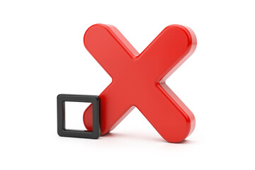 Red Cross Mark with Black Checkbox Frame