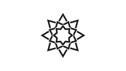 Black Geometric Star Shape Isolated on White Background