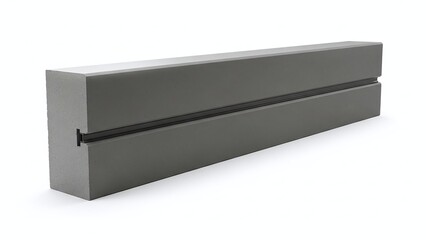 Gray concrete barrier with black metal insert shown on a clean white background for construction or safety.