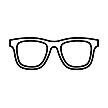 A minimalist black line drawing of a pair of glasses on a plain white background vector illustration