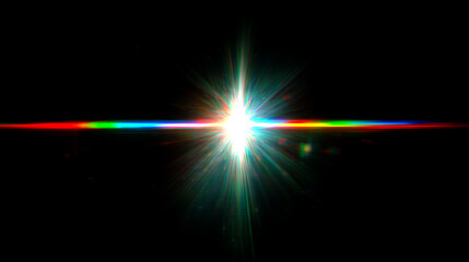 漆黒に炸裂するデジタルノイズの虹色の光