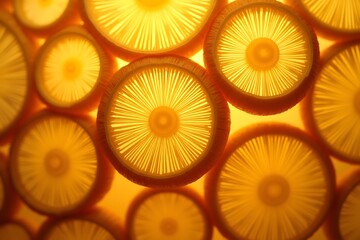 Fototapeta premium Close-up of Translucent Carrot Slices Illuminated from Behind.