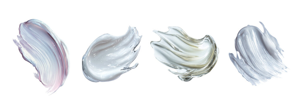 A rich, textured smear of a dense and nourishing skincare cream, perfectly isolated set on a high-quality PNG with a transparent background. The photo highlights the creamy consistency, moisture-rich 
