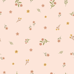 Spring time cute ditsy flowers seamless fabric design pattern