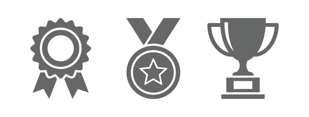 Trophy cup vector icon set awards achievement success prize. trophy flat icons editable vector illustration set