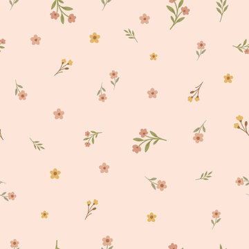 Spring time cute ditsy flowers seamless fabric design pattern
